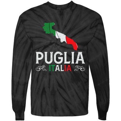 Apulia Italy Puglia Souvenir Silhouette Apulia Tie-Dye Long Sleeve Shirt