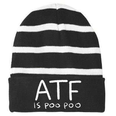 ATF Is Poo Poo Striped Beanie with Solid Band