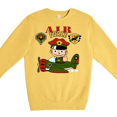 Air Force Pilot Boy Cartoon Premium Crewneck Sweatshirt