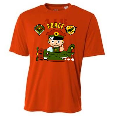 Air Force Pilot Boy Cartoon Cooling Performance Crew T-Shirt