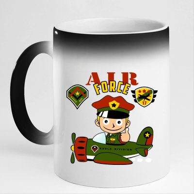 Air Force Pilot Boy Cartoon 11oz Black Color Changing Mug