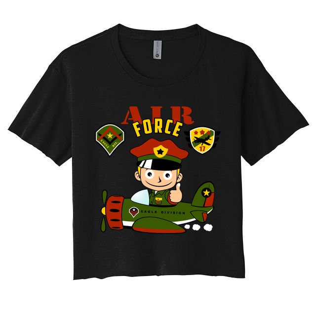 Air Force Pilot Boy Cartoon Crop Top