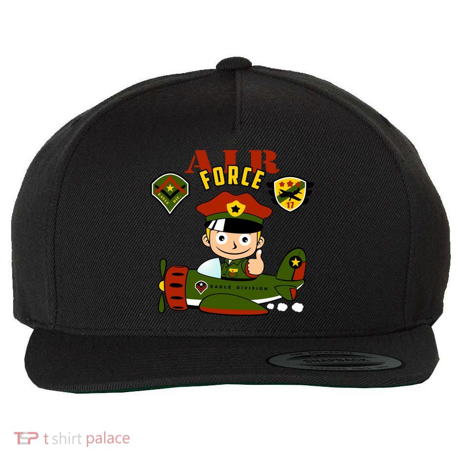 Air Force Pilot Boy Cartoon Wool Snapback Cap