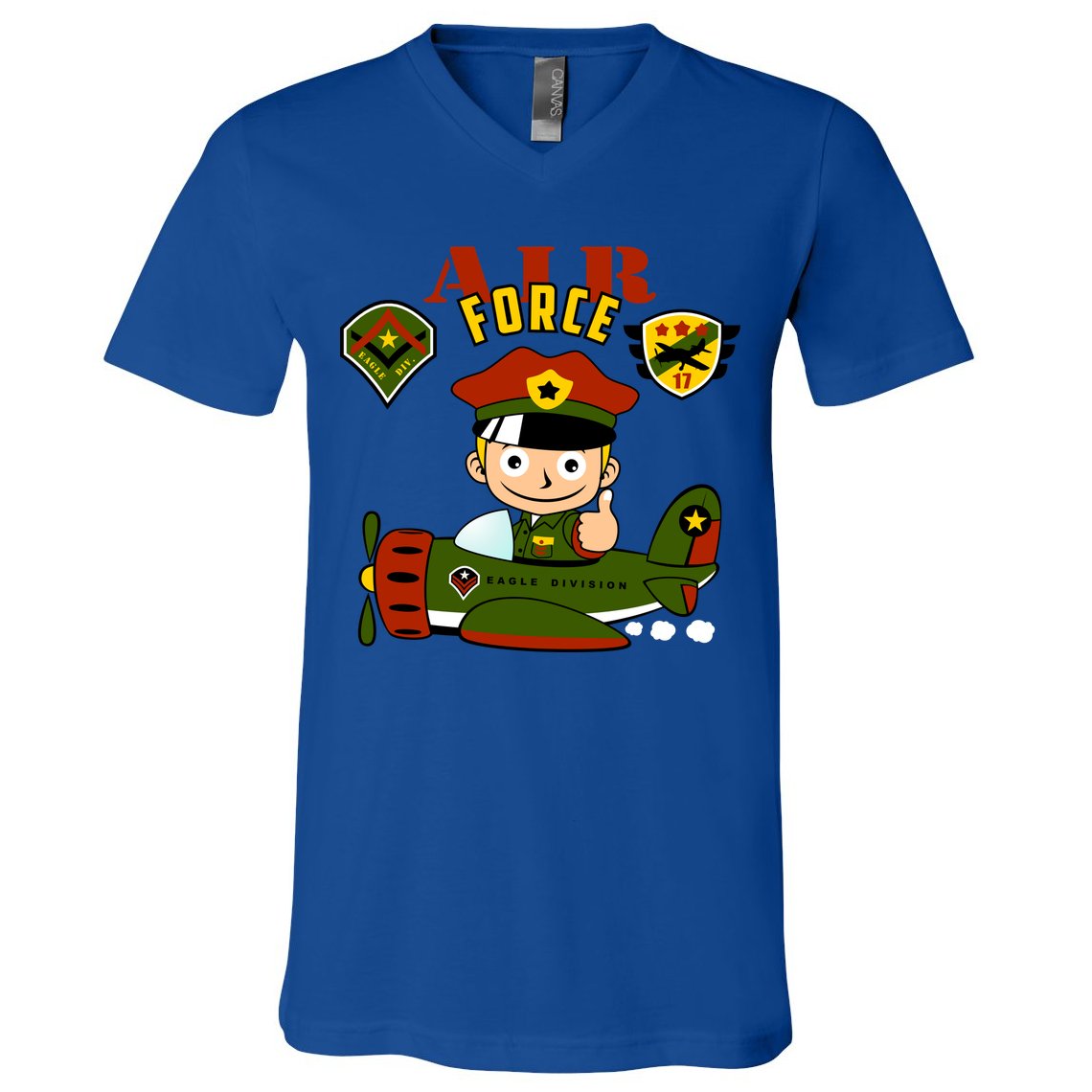 Air Force Pilot Boy Cartoon V-Neck T-Shirt