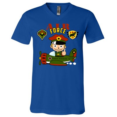 Air Force Pilot Boy Cartoon V-Neck T-Shirt