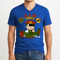 Air Force Pilot Boy Cartoon V-Neck T-Shirt