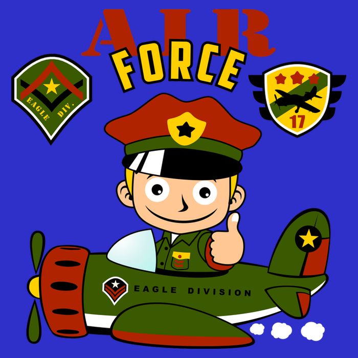 Air Force Pilot Boy Cartoon V-Neck T-Shirt