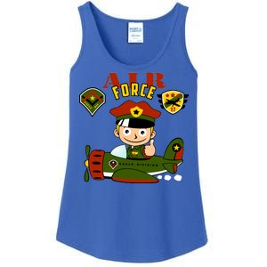 Air Force Pilot Boy Cartoon Ladies Essential Tank