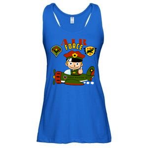 Air Force Pilot Boy Cartoon Ladies Essential Flowy Tank