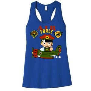 Air Force Pilot Boy Cartoon Women's Racerback Tank