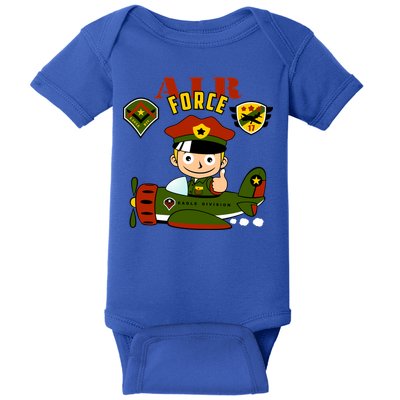 Air Force Pilot Boy Cartoon Baby Bodysuit