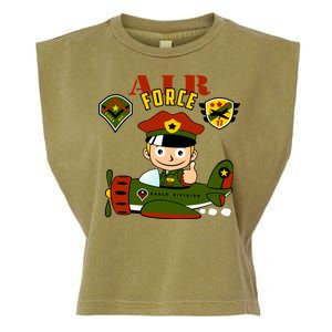 Air Force Pilot Boy Cartoon Garment-Dyed Women's Muscle Tee