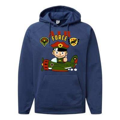 Air Force Pilot Boy Cartoon Performance Fleece Hoodie