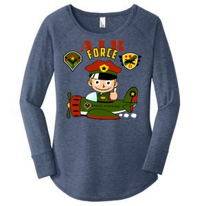 Air Force Pilot Boy Cartoon Women's Perfect Tri Tunic Long Sleeve Shirt