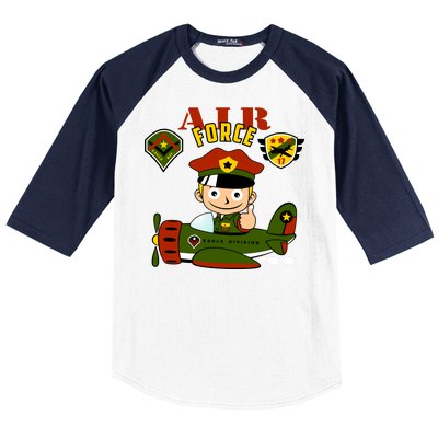 Air Force Pilot Boy Cartoon Baseball Sleeve Shirt