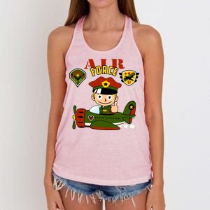 Air Force Pilot Boy Cartoon Women's Knotted Racerback Tank