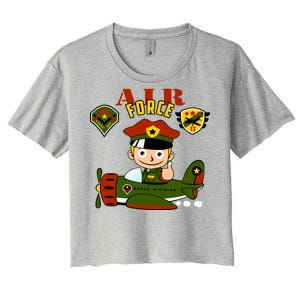 Air Force Pilot Boy Cartoon Women's Crop Top Tee