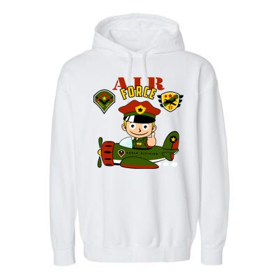 Air Force Pilot Boy Cartoon Garment-Dyed Fleece Hoodie