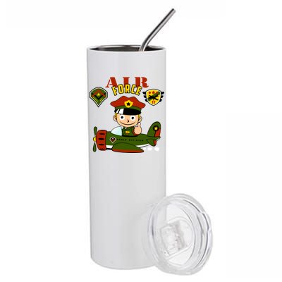 Air Force Pilot Boy Cartoon Stainless Steel Tumbler