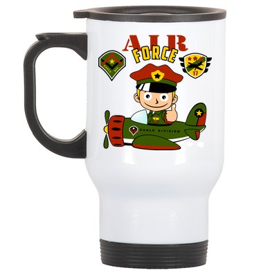 Air Force Pilot Boy Cartoon Stainless Steel Travel Mug