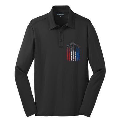 AIr Force Red White & Blue Trail Silk Touch Performance Long Sleeve Polo