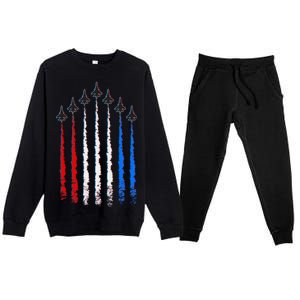 AIr Force Red White & Blue Trail Premium Crewneck Sweatsuit Set