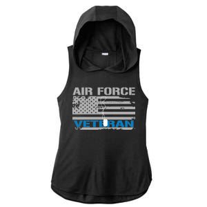 Air Force Veteran Flag Ladies PosiCharge Tri-Blend Wicking Draft Hoodie Tank