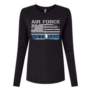 Air Force Veteran Flag Womens Cotton Relaxed Long Sleeve T-Shirt