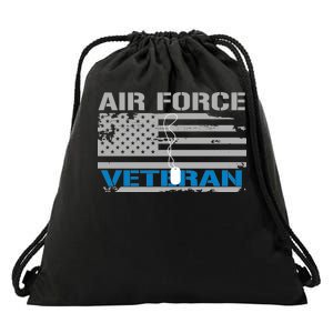 Air Force Veteran Flag Drawstring Bag