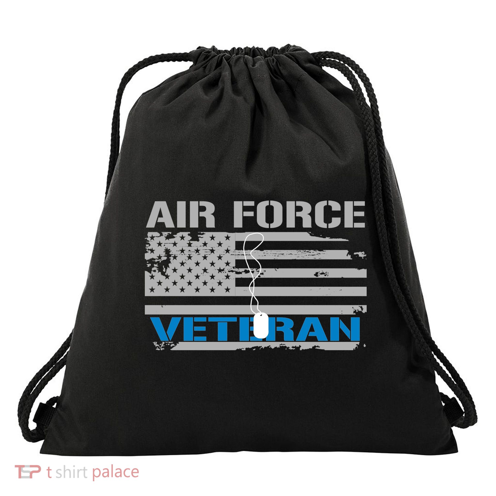 Air Force Veteran Flag Drawstring Bag