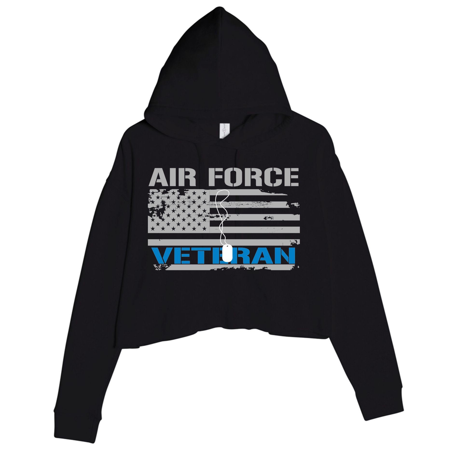 Air Force Veteran Flag Crop Fleece Hoodie