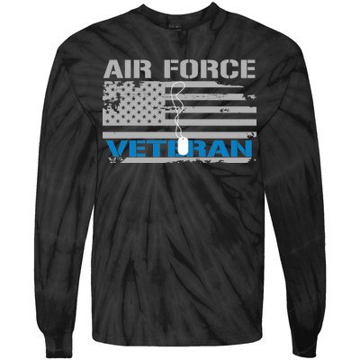 Air Force Veteran Flag Tie-Dye Long Sleeve Shirt