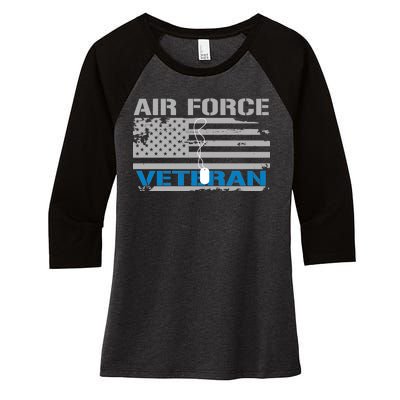 Air Force Veteran Flag Women's Tri-Blend 3/4-Sleeve Raglan Shirt