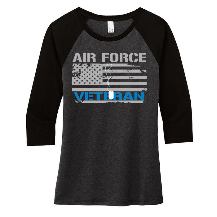 Air Force Veteran Flag Women's Tri-Blend 3/4-Sleeve Raglan Shirt