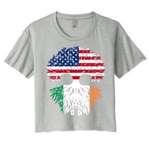 American Irish Roots Flag Gift Women's Crop Top Tee