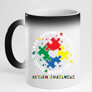 Acceptance Inclusion Respect Love Support Autism Awareness Gift 11oz Black Color Changing Mug