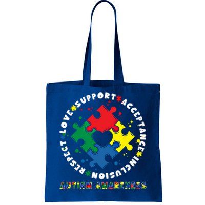 Acceptance Inclusion Respect Love Support Autism Awareness Gift Tote Bag