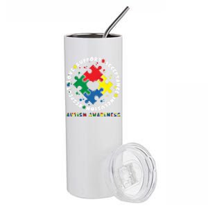 Acceptance Inclusion Respect Love Support Autism Awareness Gift Stainless Steel Tumbler