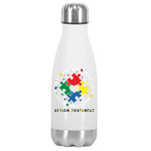 Acceptance Inclusion Respect Love Support Autism Awareness Gift Stainless Steel Insulated Water Bottle