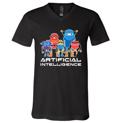 Artificial Intelligence Robots Computer Science AI V-Neck T-Shirt