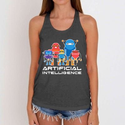 Artificial Intelligence Robots Computer Science AI Women's Knotted Racerback Tank