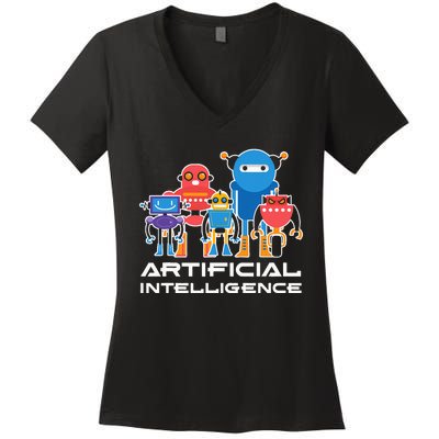 Artificial Intelligence Robots Computer Science AI Women's V-Neck T-Shirt