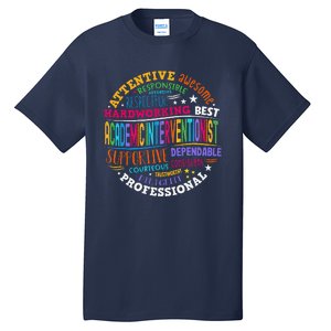 Academic Interventionist Reading Math Title One Teacher Crew Tall T-Shirt