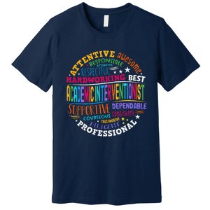 Academic Interventionist Reading Math Title One Teacher Crew Premium T-Shirt