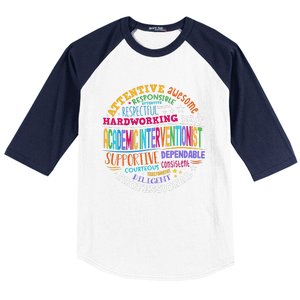 Academic Interventionist Reading Math Title One Teacher Crew Baseball Sleeve Shirt