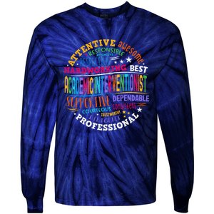 Academic Interventionist Reading Math Title One Teacher Crew Tie-Dye Long Sleeve Shirt