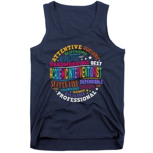 Academic Interventionist Reading Math Title One Teacher Crew Tank Top