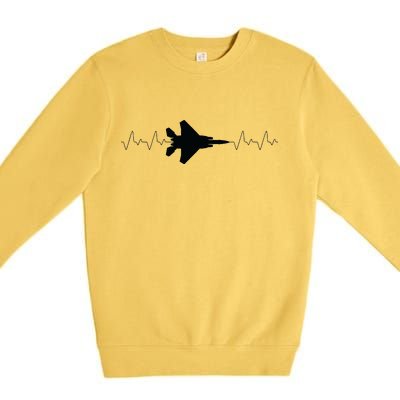 Airplane Pilot Air force Heartbeat Premium Crewneck Sweatshirt