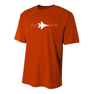 Airplane Pilot Air force Heartbeat Youth Performance Sprint T-Shirt