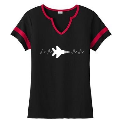 Airplane Pilot Air force Heartbeat Ladies Halftime Notch Neck Tee